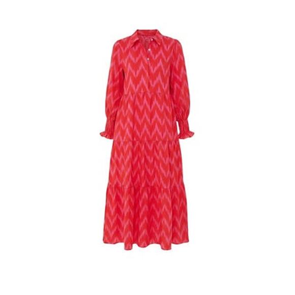 POMANDER PLACE Hot Pink Ikat Mabel Maxi Dress Size M NWT Retail $158 Tuckernuck - Picture 8 of 8
